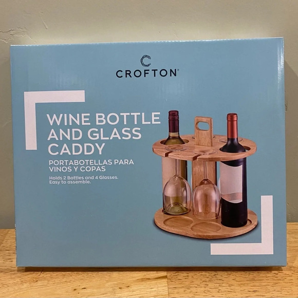 Crofton Wood Wine Bottle and Wine Glass Caddy. Brand new. - Picture 3 of 3